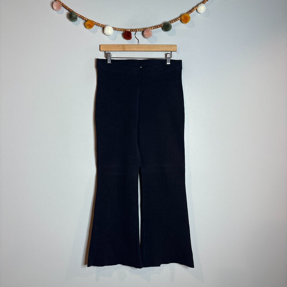 COS Navy split back cropped knit pull on pants